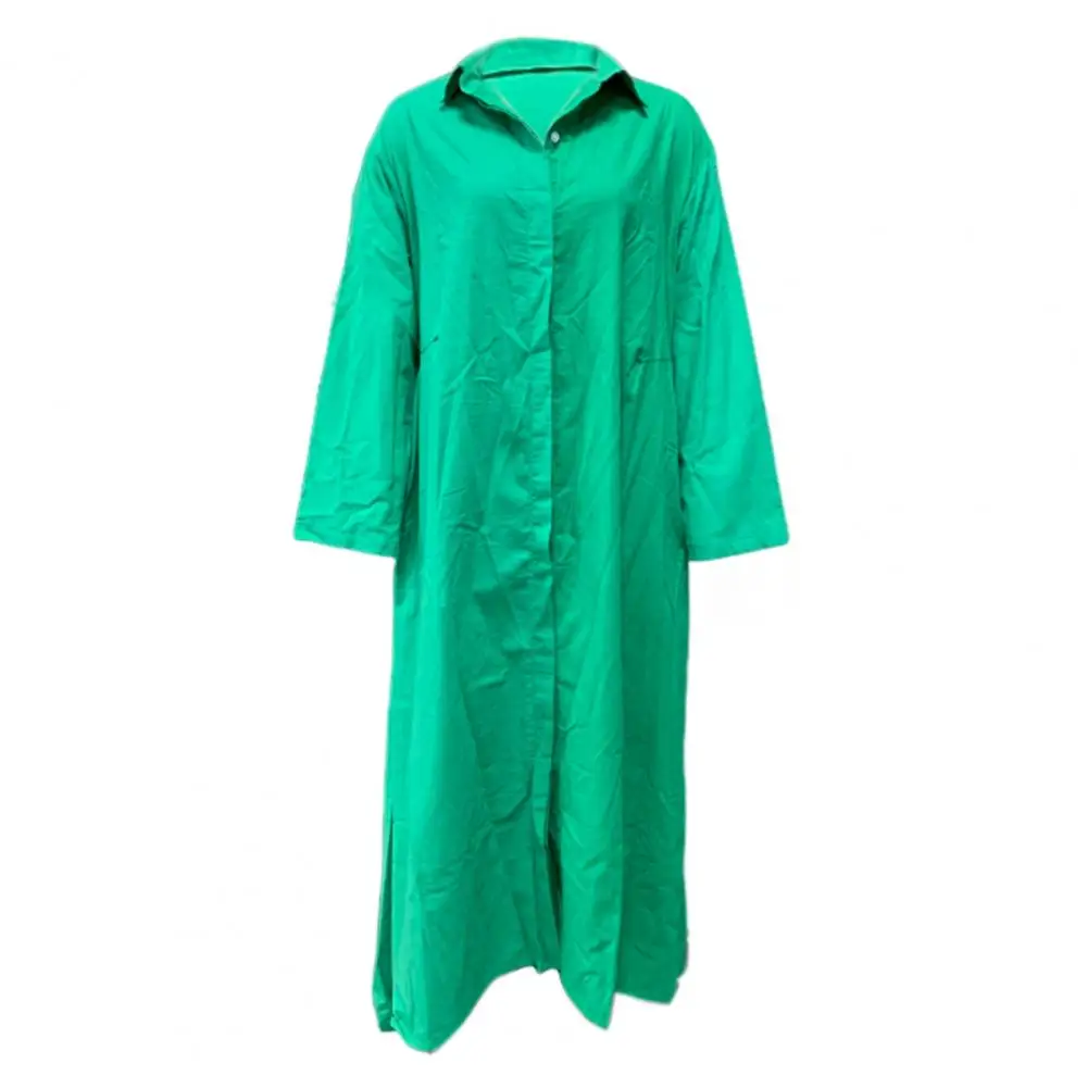 Женское платье-рубашка в стиле ретро, Осеннее повседневное однобортное асимметричное длинное платье-рубашка H-образной формы с юбкой для офиса