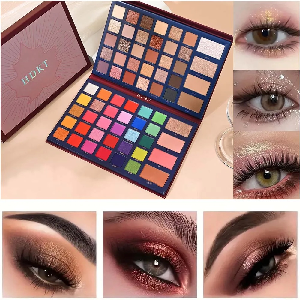 พาเลทแต่งหน้าอเนกประสงค์ 68-in-1 - คอนทัวร์, ไฮไลท์, บลัชออน และอายแชโดว์, ชุดเครื่องสำอางสำหรับใบหน้าและดวงตาสำหรับช่างแต่งหน้า, ขนาดใหญ่