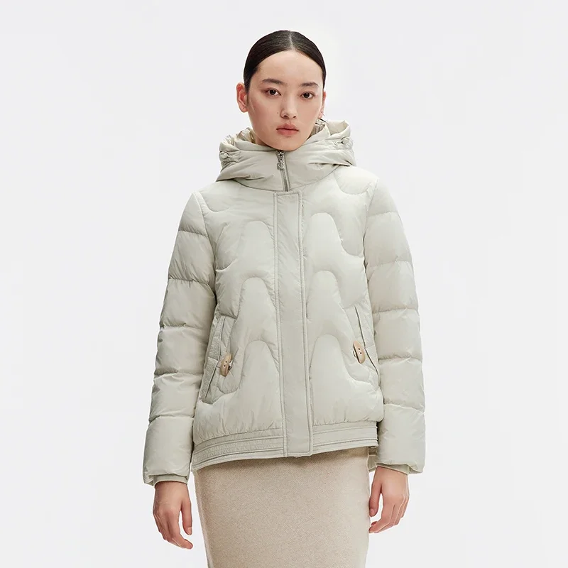 Chericom 후드 겨울 다운 재킷 독특한 퀼팅 패턴 슬림핏 패딩 재킷 여성용 따뜻한 캐주얼 숏 패딩 코트 Y289162Y