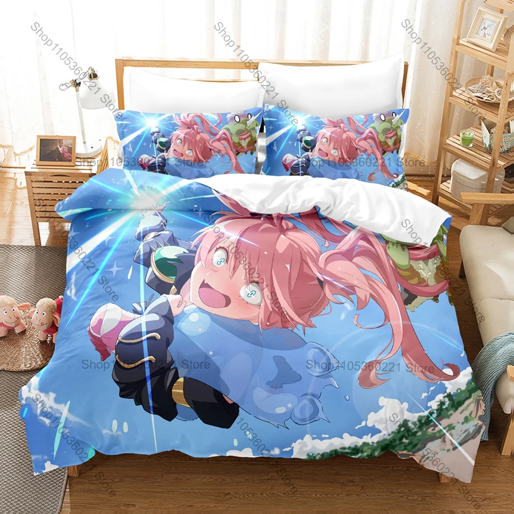 3D Printed That Time I Got Reincarnated As A Slime Rimuru Character Bedding 3Pcs 1 Quilt Cover & 2 Pillowcases All Season Home