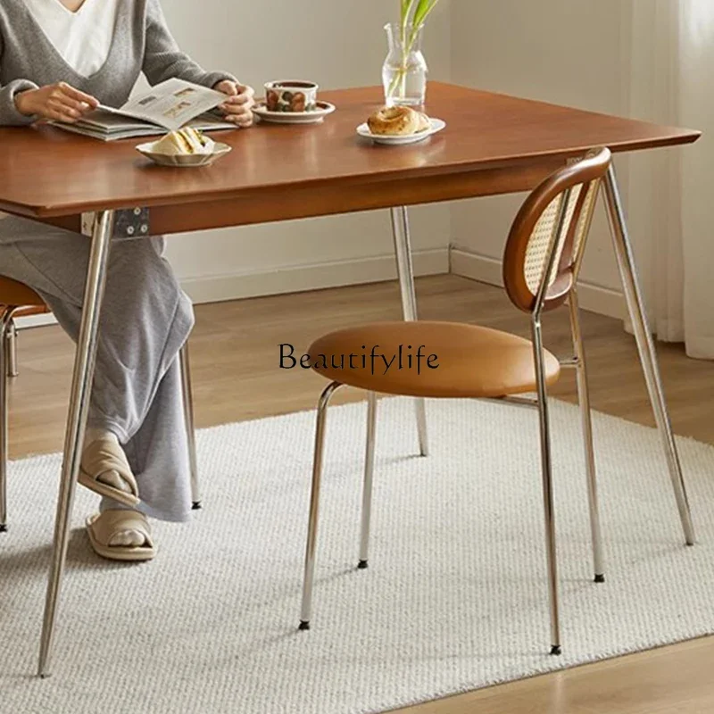 *Home Vintage Rattan Back Chair Quarto Moderno Simples Banco de Maquiagem