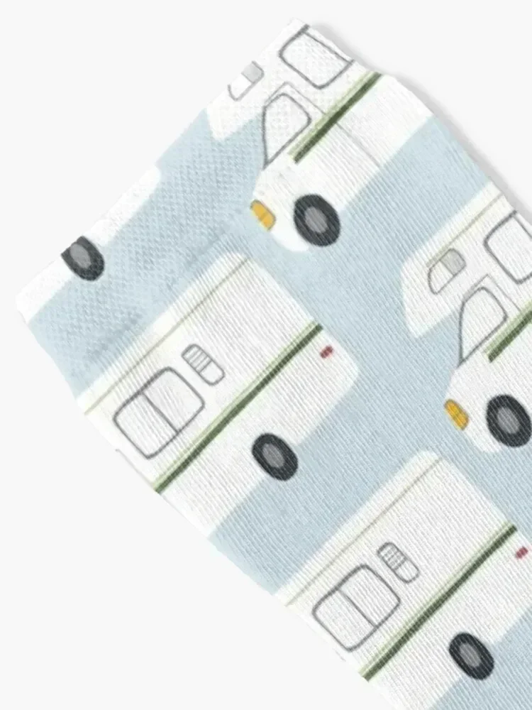 Retro RV Motorhome Camper - green and blue Socks warm winter luxe men cotton high quality japanese fashion Women Socks Men's