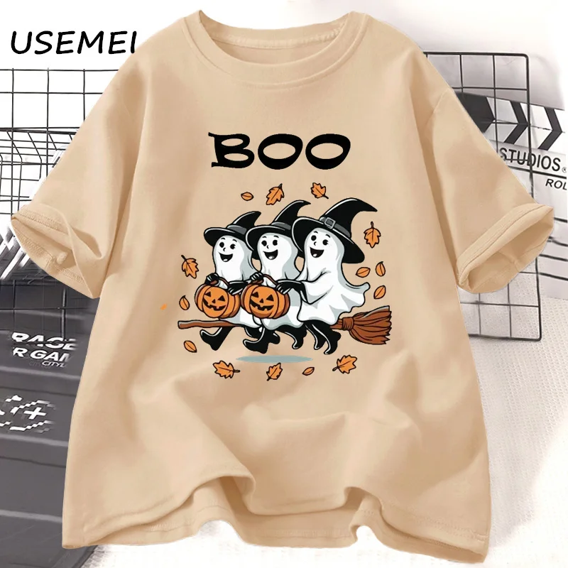 

Halloween Vintage Boo Ghost T Shirt Cute Ghost Printed T-shirts Womens Halloween Fall Spooky Season Tshirt Cotton Tee Tops