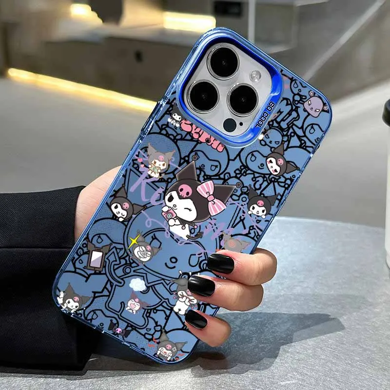 الكرتون لطيف Kuromi ل Xiaomi Poco M3 M2 M4 M5 X3 F5 X6 F6 M6 X7 F7 C31 C40 C75 C55 C65 NFC الملونة الفضة جراب هاتف