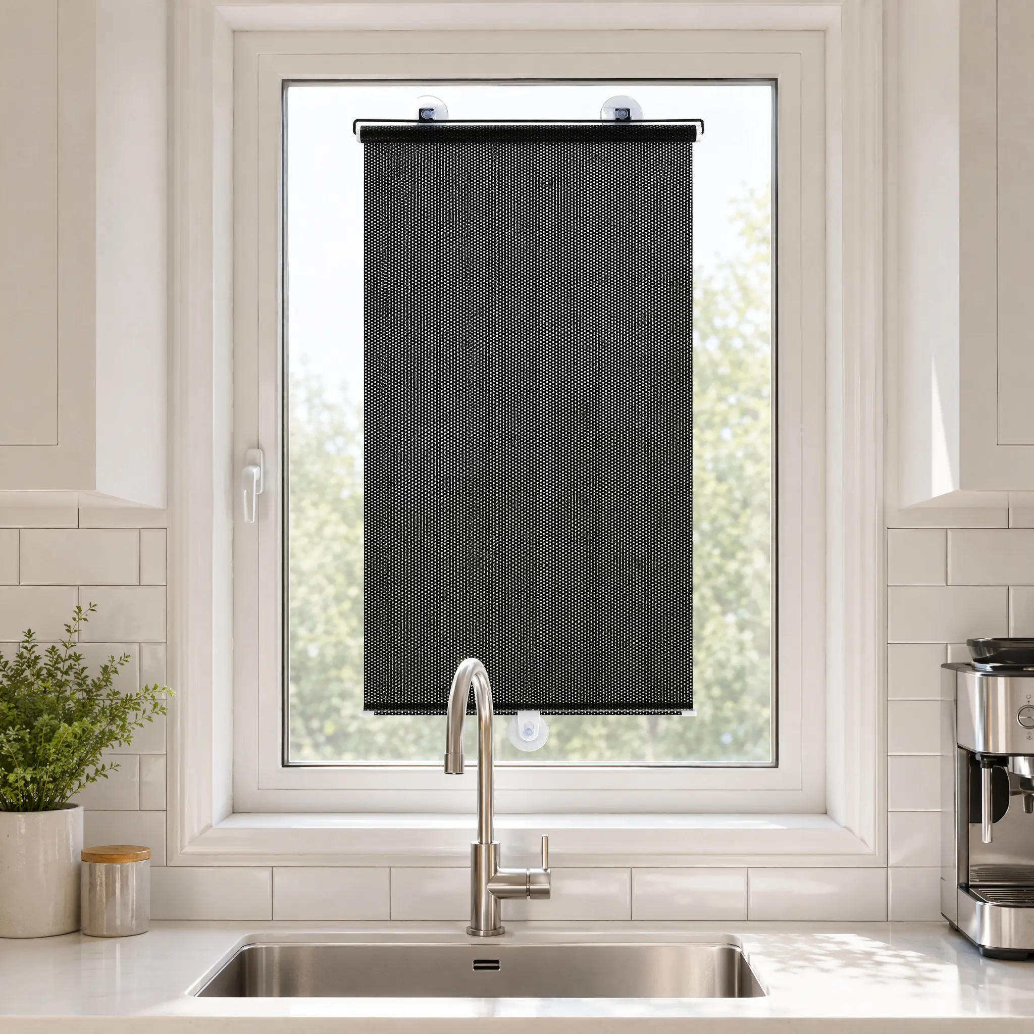 Sunshade Roller Blinds Balcony Blackout Curtain Temporary Suction Cup Door Window Shades Privacy Protection Easy Wash Adjustable