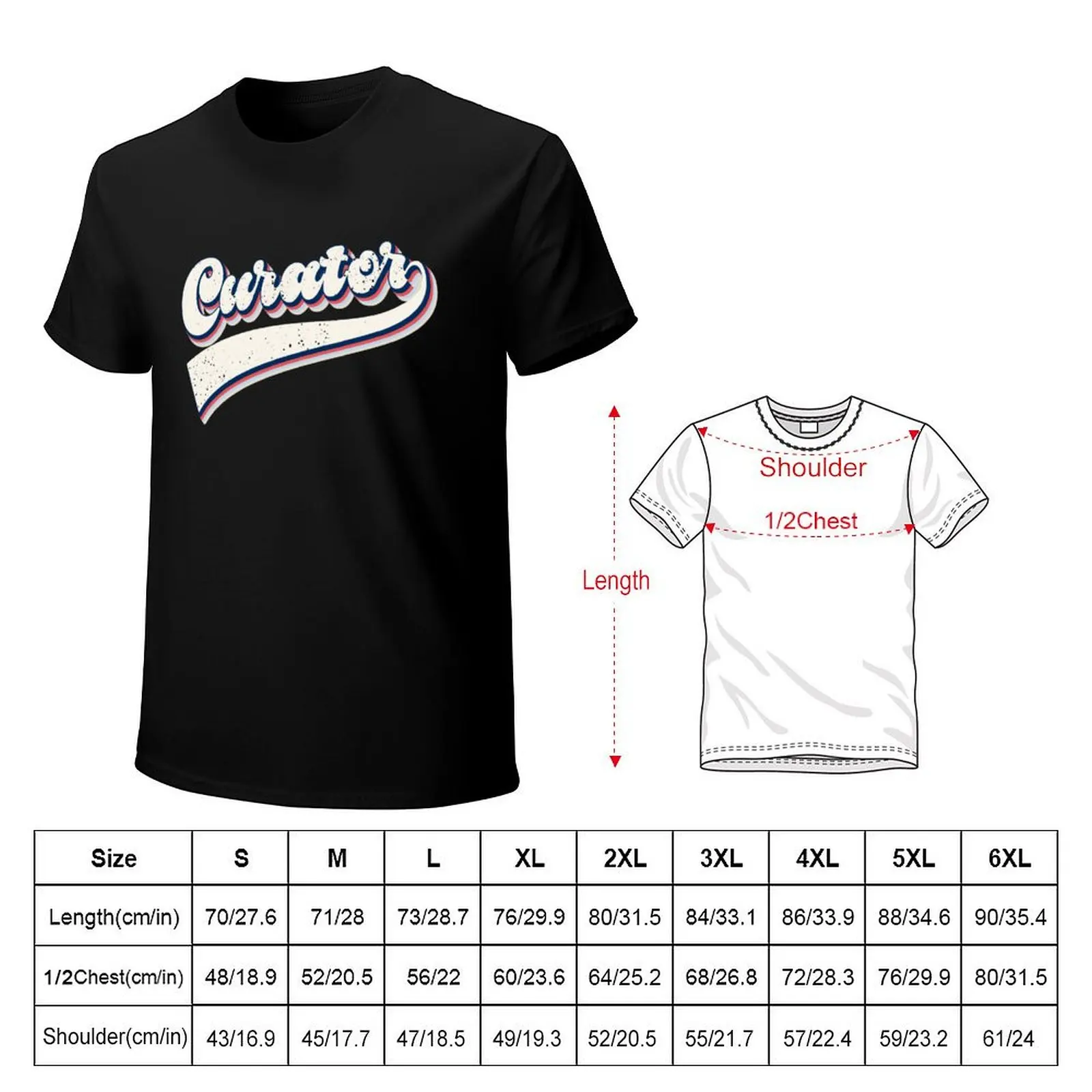 Curator Job Title Profession Retro Vintage worker T-Shirt Vintage Print Crew Neck Tee
