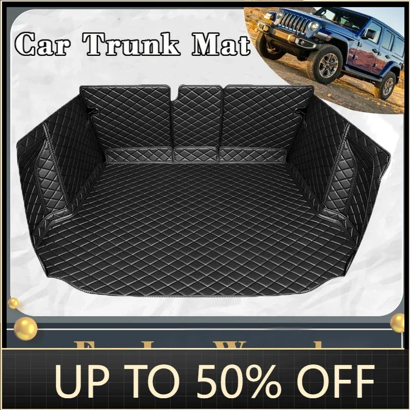 Car Trunk Mat For Jeep Wrangler JL 2018~2024 4door Dirt-resistant Fully Surrounded Trunk Mat Rear Cargo Tray Car Accessories