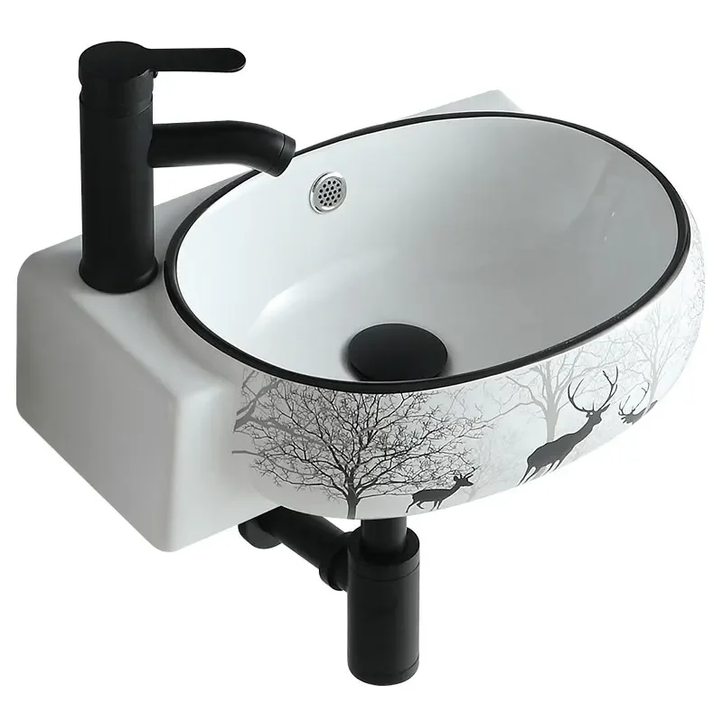 Small-sized wall-mounted washbasin ceramic basin bathroom basin