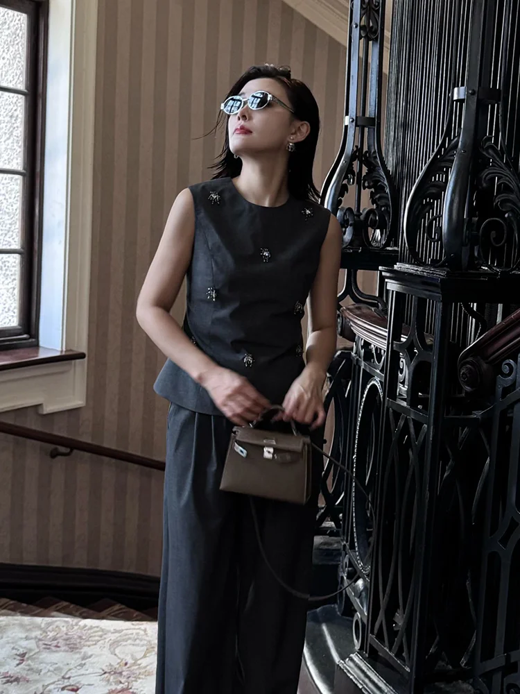 

Брюки-костюмные Yuan Ling Nice Wed из ультратонкой высококачественной австралийской шерсти, с высокой талией, прямого кроя, легкие, класса люкс, для женщин