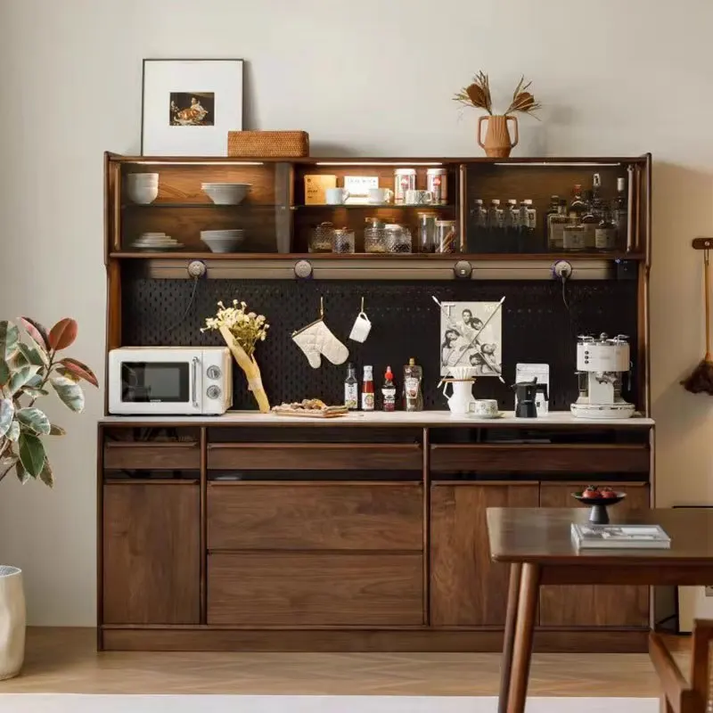 カスタマイズ可能な北欧のシンプルなダイニングサイド無垢材壁バー一体型ティーレストランロックスラブロッカー