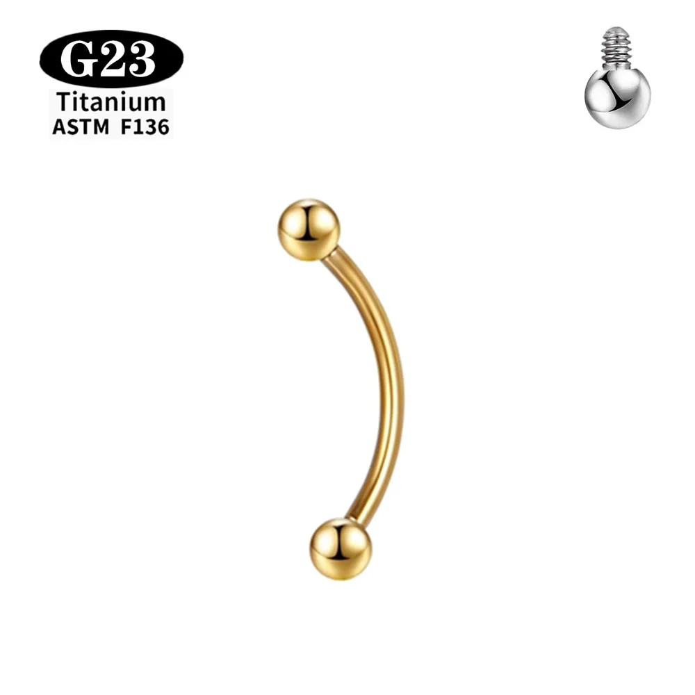 1/5 Stück ASTM F136 Titan Innengewinde Augenbrauenpiercing Rook Gebogene Barbell-Set Augenbrauen Tragus Lippenringe – Detail 4