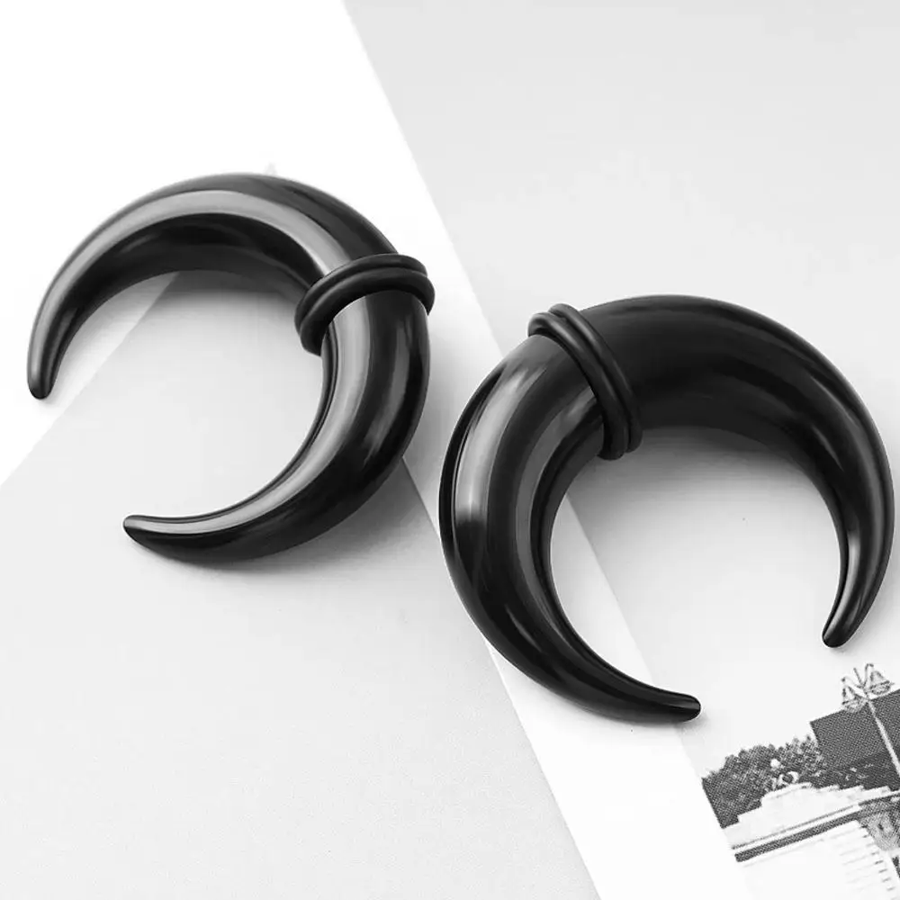 1/15Pairs Acrylic Septum Stretcher Kit Pincher Tapers Septum Ring C Shape Expander with Black O Rings for Stretching Pierced