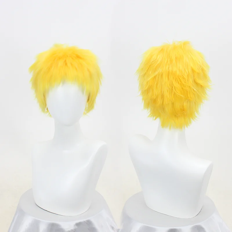 

Женский желтый женский парик с короткими вьющимися волосами