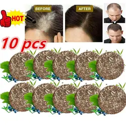 10 Pcs Natural Organic Polygonum Essence Hair Darkening Shampoo Bar Soap Mild Formula Hair Shampoo Gray Hair Reverse Cleansing