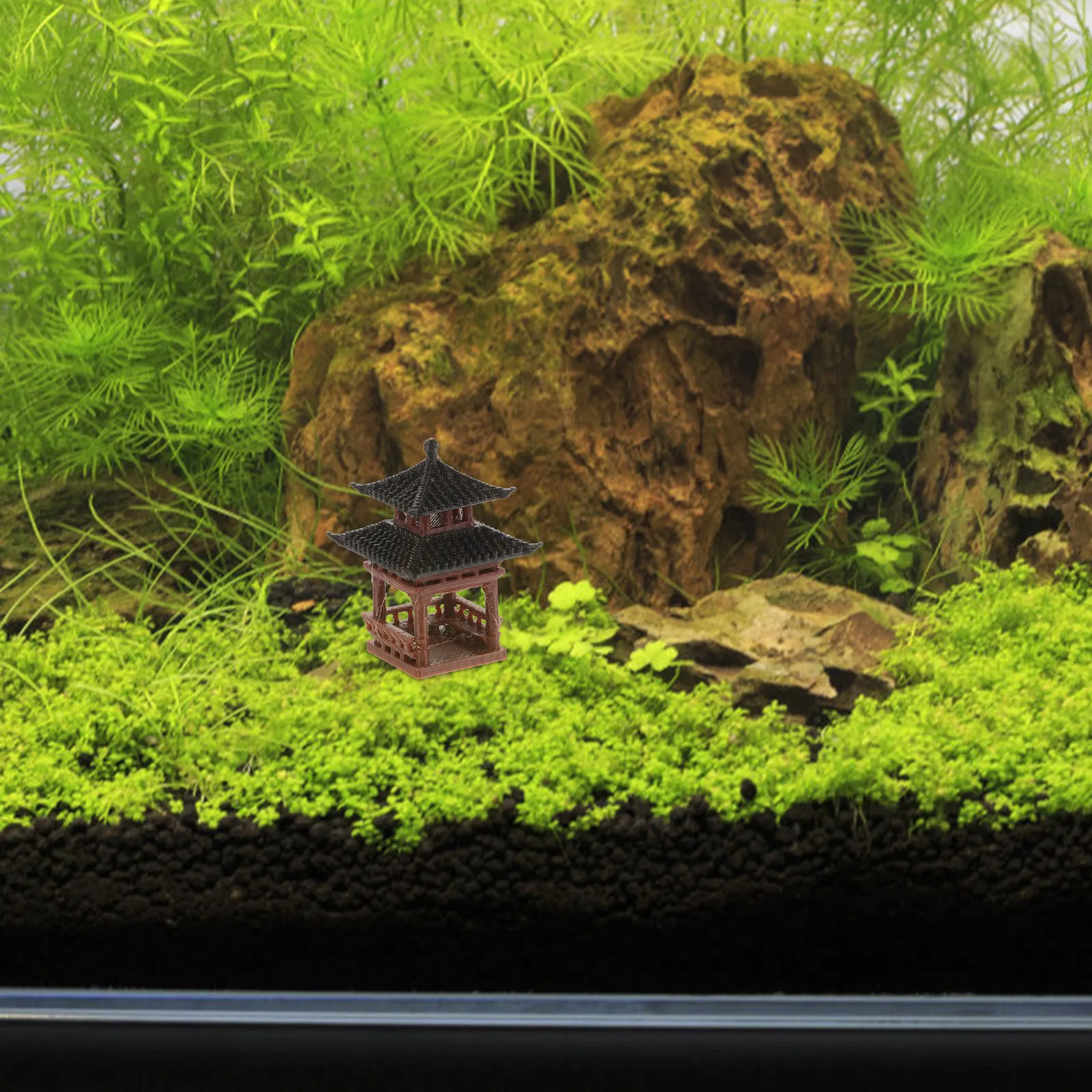 Mini Pavilion Ornament for Aquarium, Fish Tank & Miniature Garden – Realistic Plastic Landscape Decor