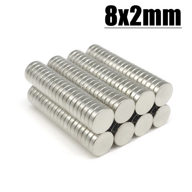 10/20/50/100/200/500/1000Pcs 8x2 Super Powerful Strong Bulk Round NdFeB Neodymium Disc Magnets Dia N35 Rare Earth Magnet 8*2