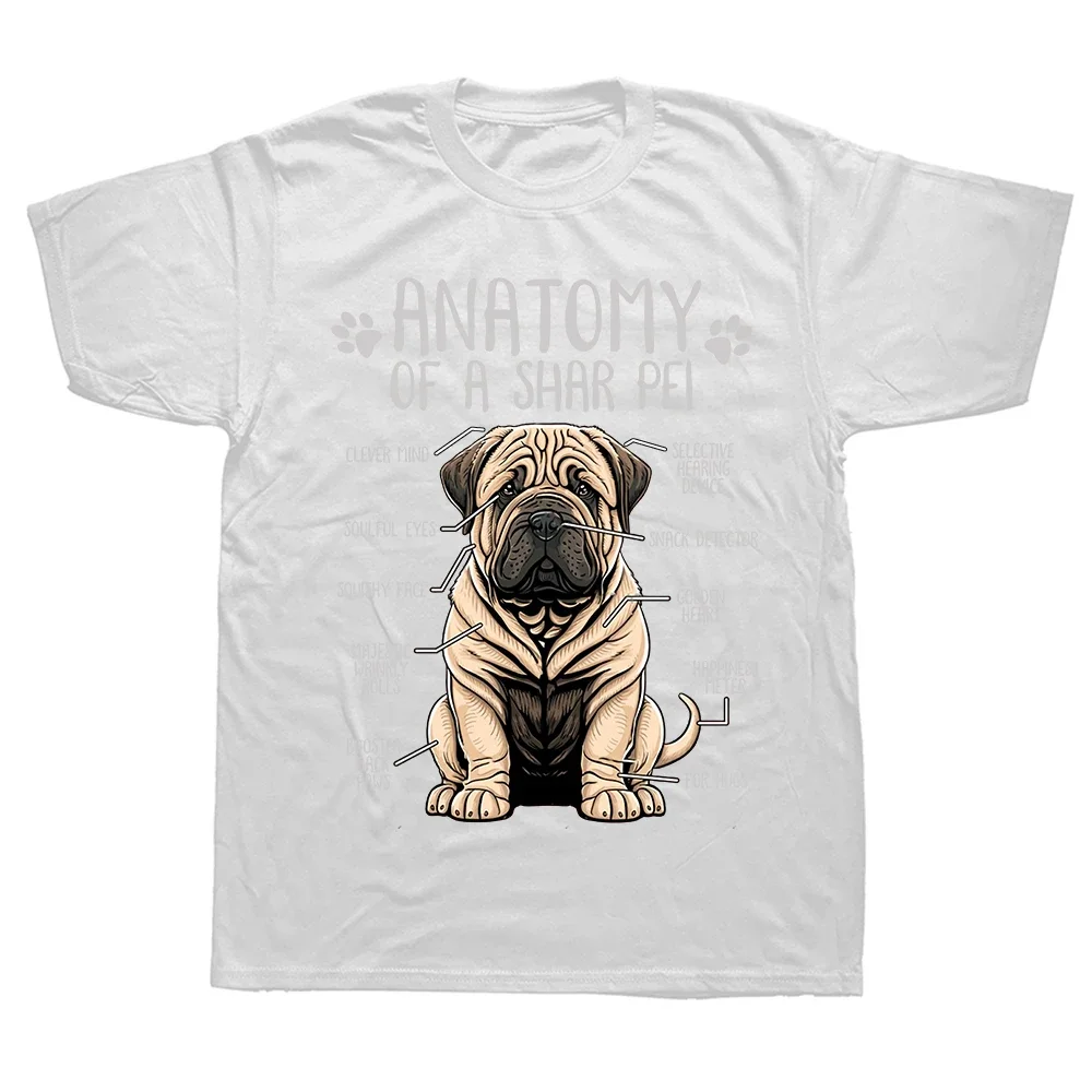 Cartoon Animal Drawing Black Tee Shirt Funny Thank giving Father's Tops Anatomy Collar Sharpei Dog Lover Gift Print Men T-shirt