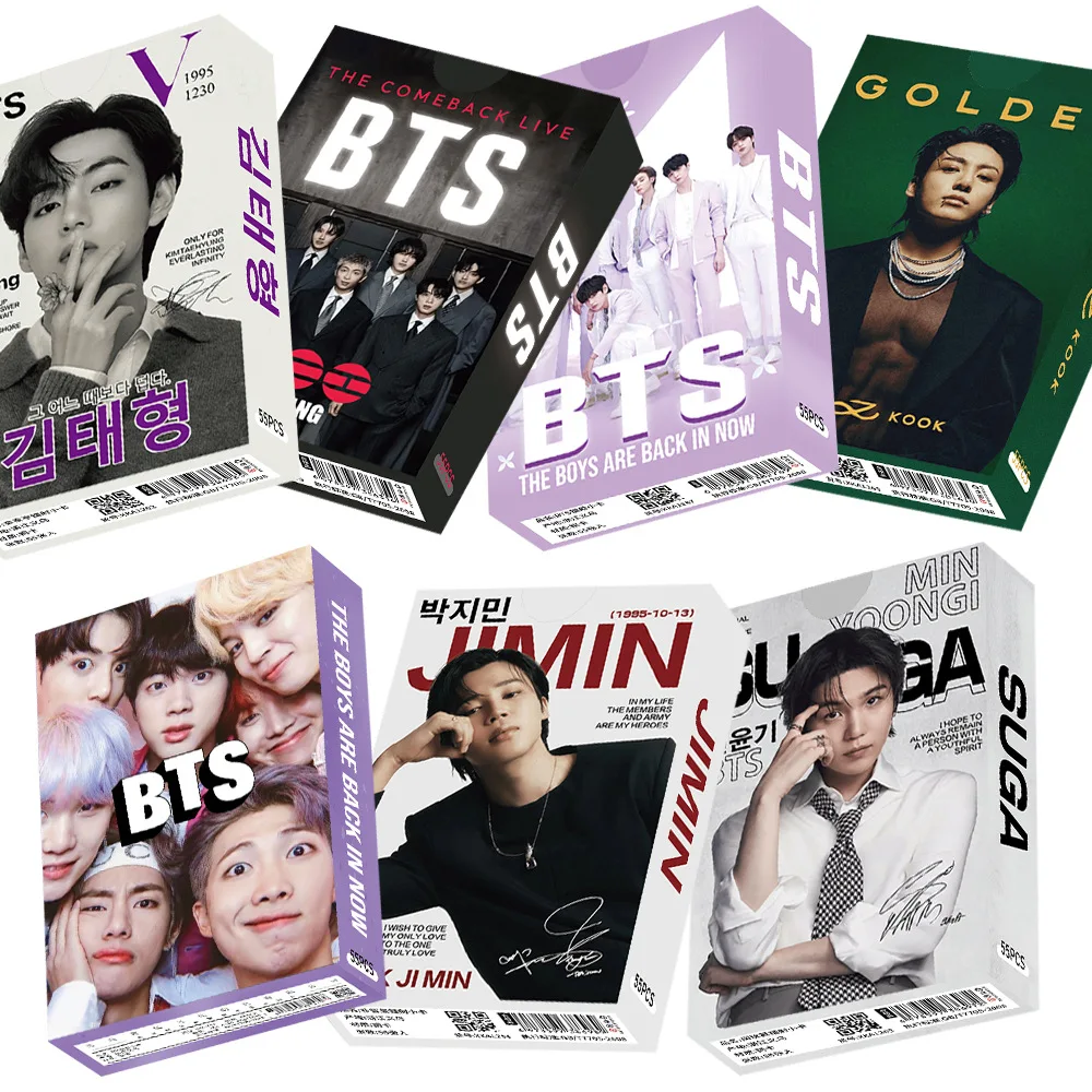BT21 55PCS Holographic Laser Photocards Box Set Lomo Cards Kpop Idol Collectible ARMY Fans Gift - view 3