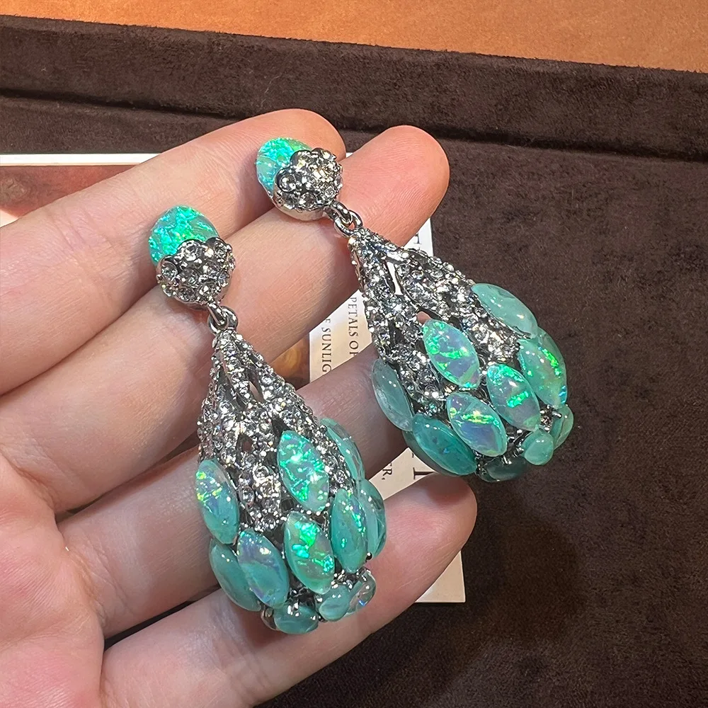 Mermaid Ji big water drop earrings, exquisite high-end French retro Western antique vintage medium antique earrings