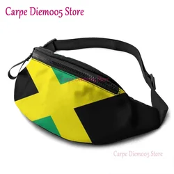 Bolsa de cintura ajustável com furo para auscultadores para homens e mulheres, bolsa para cinto, bolso estilinete, elegante bolsa hip bum, bandeira jamaicana