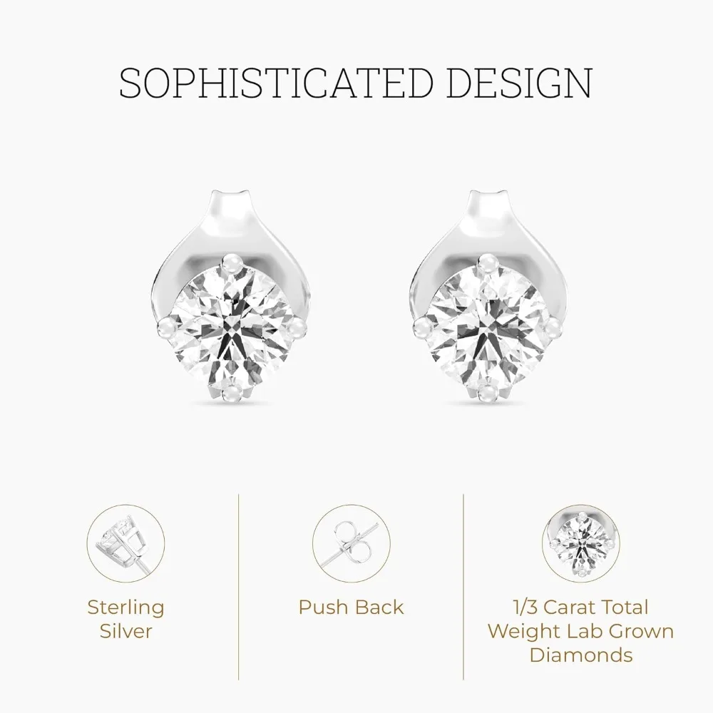 أقراط مرصعة بالألماس من الفضة الإسترليني ومطلية بالذهب عيار 14 قيراط للنساء - مجوهرات راقية مضادة للحساسية #2