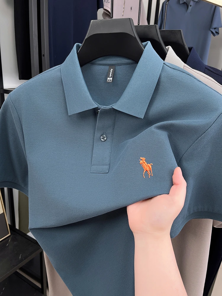 

Высококачественная рубашка-поло из 100% хлопка с короткими рукавами, мужская летняя модельерская брендовая футболка Paul Pony с вышивкой в деловом стиле