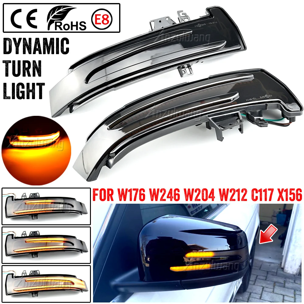 

2x For Mercedes Benz A B C E S CLA GLA CLS Class W176 W246 W204 X156 Dynamic Turn Signal Rearview Mirror Indicator Blinker Light