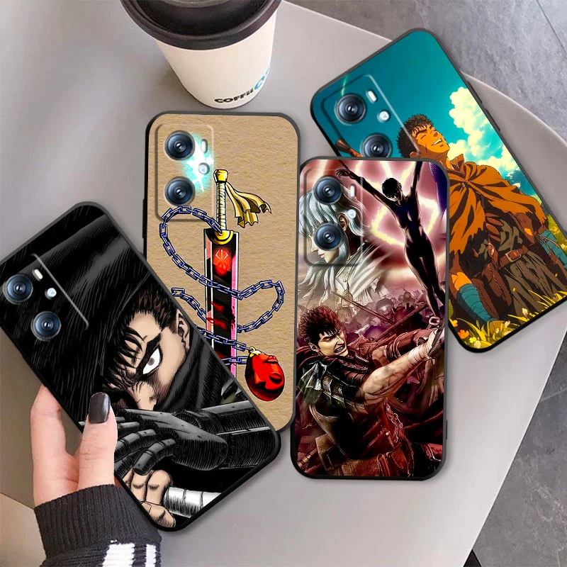 B-Berserk Cool Cartoon Boys For OPPO Find X6 X5 X3 A54S A5 A94 A16 A53S A57 A74 A72 A98 A78 A96 A9 5G Black Funda Phone Case