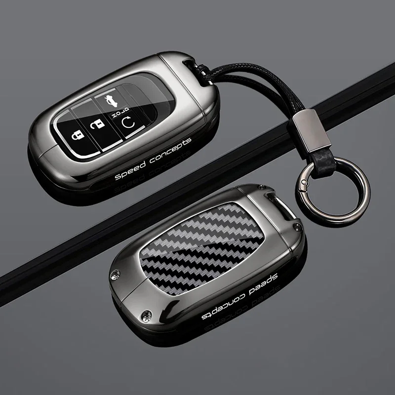 Zinc Alloy Carbon Fiber Car Key Case Cover For Honda Civic 11th Accord CR-V HR-V Pilot Vezel ZR-V 2023-2025 Keychain Accessories