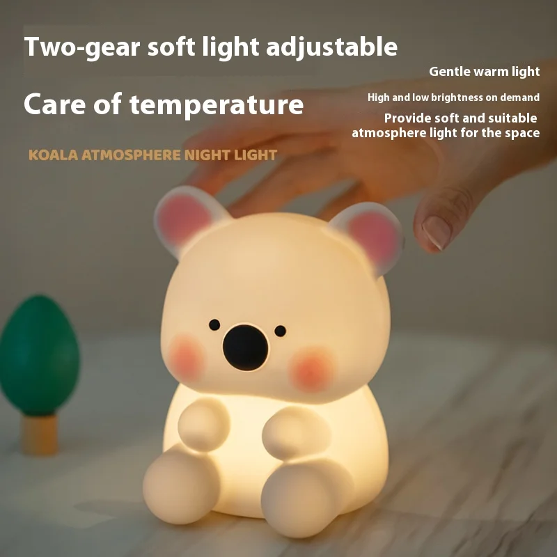 2024 New Genuine Koala Bedside Lamp Kawaii Action Figure Sleep Aid Desk Lamp Inductive Ambient Light Birthday Ornament Gift Toy