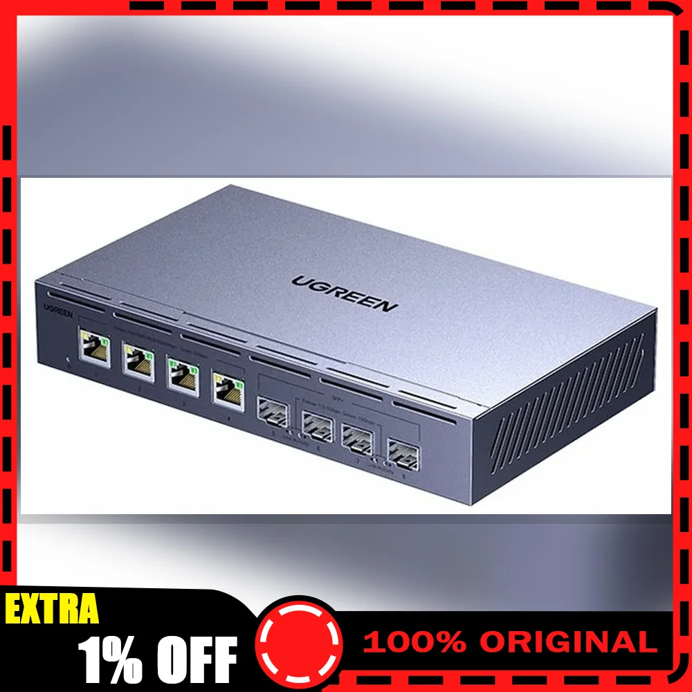 UGREEN CM996 65597 8-Port 10GbE Unmanaged Ethernet Switch with SFP Plus and RJ45 Ports