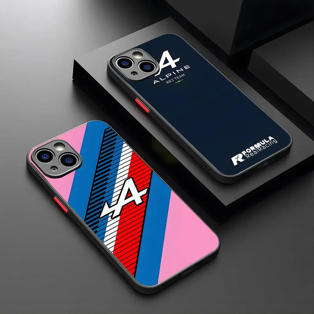 Alpine Logo Tricolor French Phone Inner Peace Case luxury For iPhone 15 14 12 13 11 Pro XR XS Max Mini X 7 8 Plus matte shell