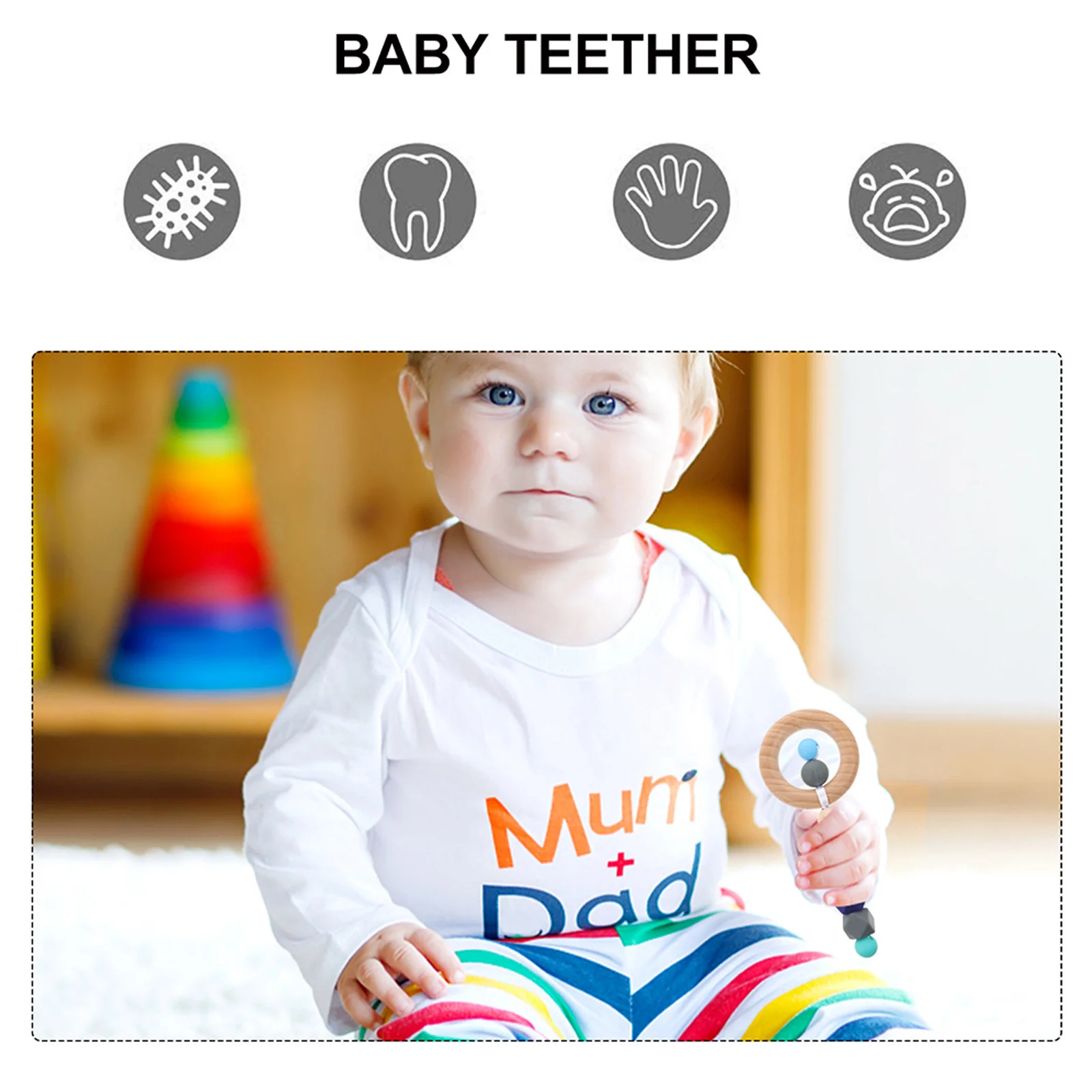 Silicone Baby Teether Wood Molar Rod Infant Sensory Chew Grinding Plaything Ergonomic Toddler Soother