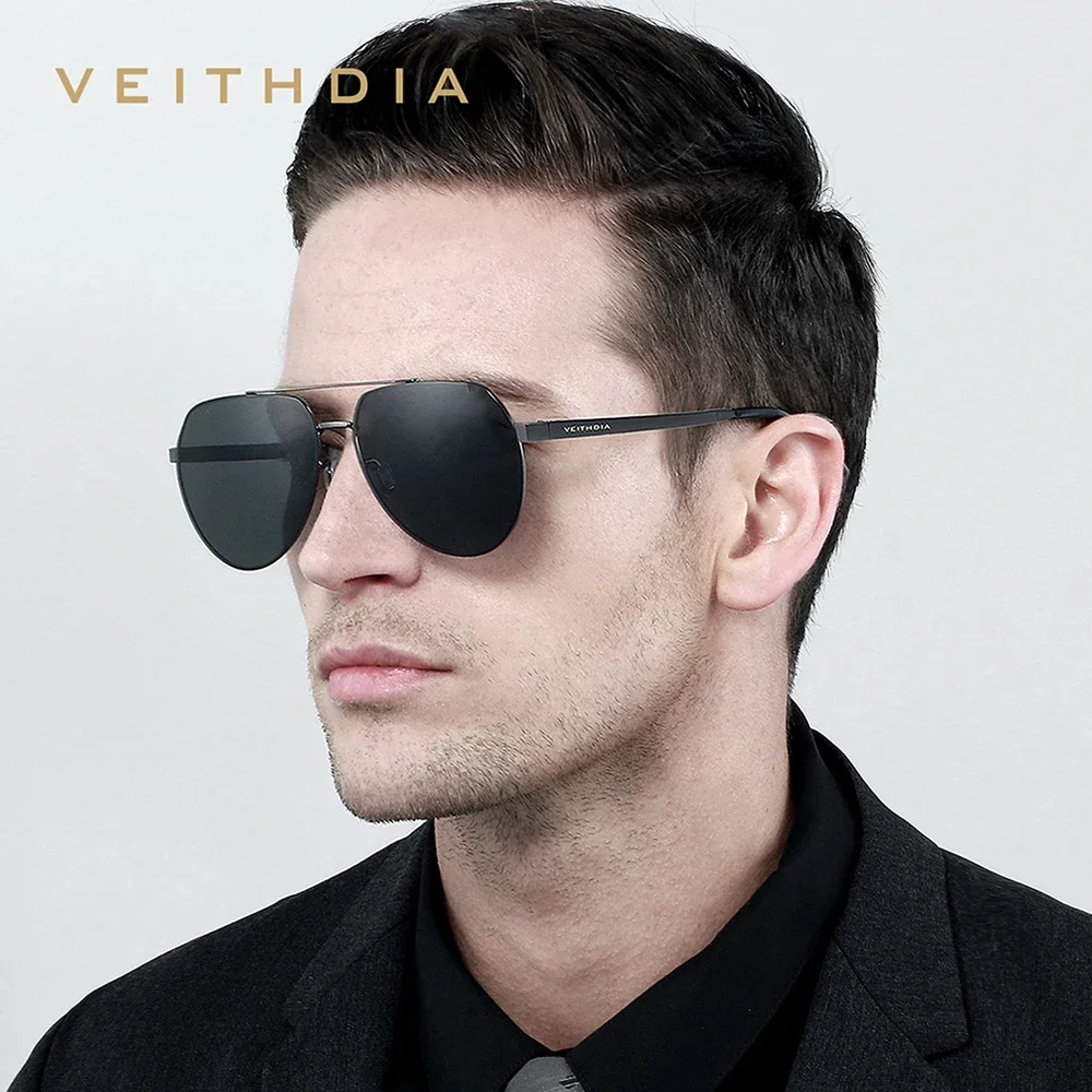 

VEITHDIA Men Sunglasses Sport Polarized UV400 Nylon Lens Outdoor Driving Eyewear Stainless Steel Sun Glasses for Male V08256