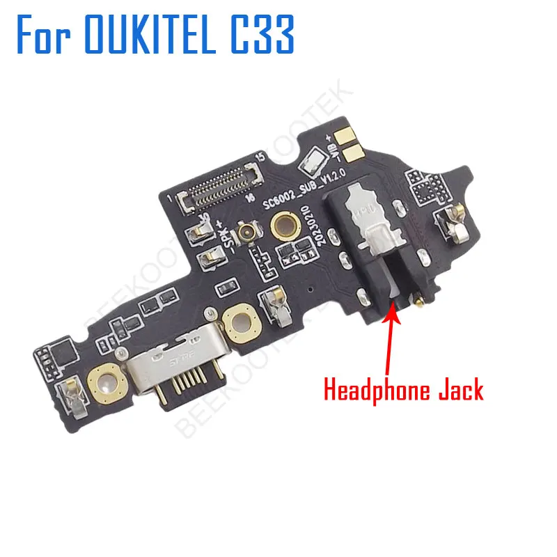 New Original OUKITEL C33 USB Board Dock Charging Port Board Headphone Jack With Microphone For OUKITEL C33 Smart Phone