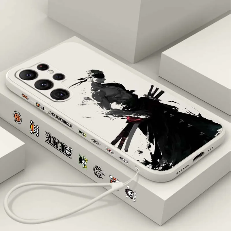 

Comic Dark One Piece Zoro Art For Samsung Galaxy S26 S25 S24 S23 S22 S21 S20 S10 Edge Ultra Plus FE Liquid Left Rope Phone Case