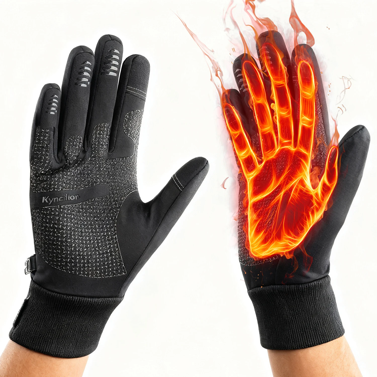 Winterhandschuhe für Herren und Damen, Fahrradhandschuhe, Thermo-Fleece, Kälte- und Winddicht, Touchscreen-fähig, Warm für Outdoor-Aktivitäten und Laufen