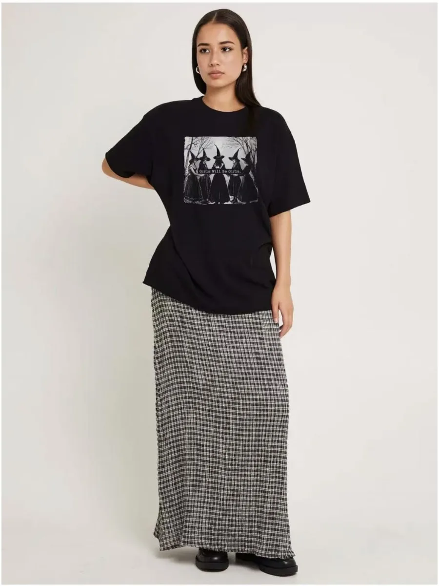 Women's 100% Cotton Short Sleeve T-Shirt 2026 Summer New American Retro Print Oversize Age-Reducing Casual Versatile Top