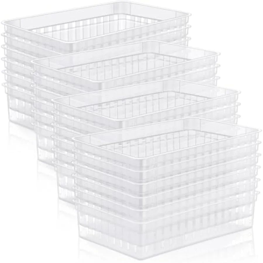 

24 Pcs Plastic Storage Baskets for Classroom Organizing Small Pantry Storage Bins Rectangular Tray for Back to School Household