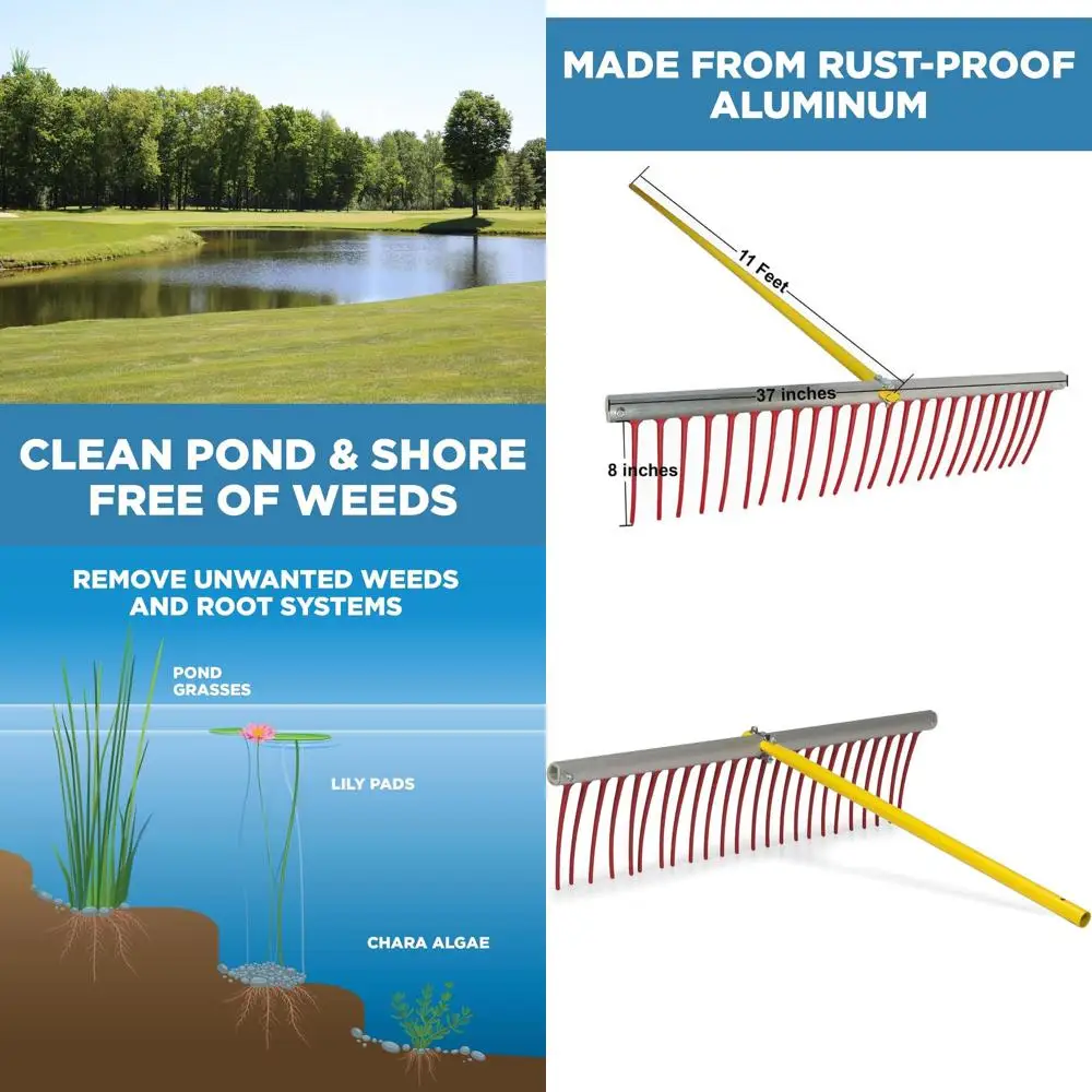 

Прочная грабельная щетка для удаления водных сорняков для очистки озер, берегов и пляжей