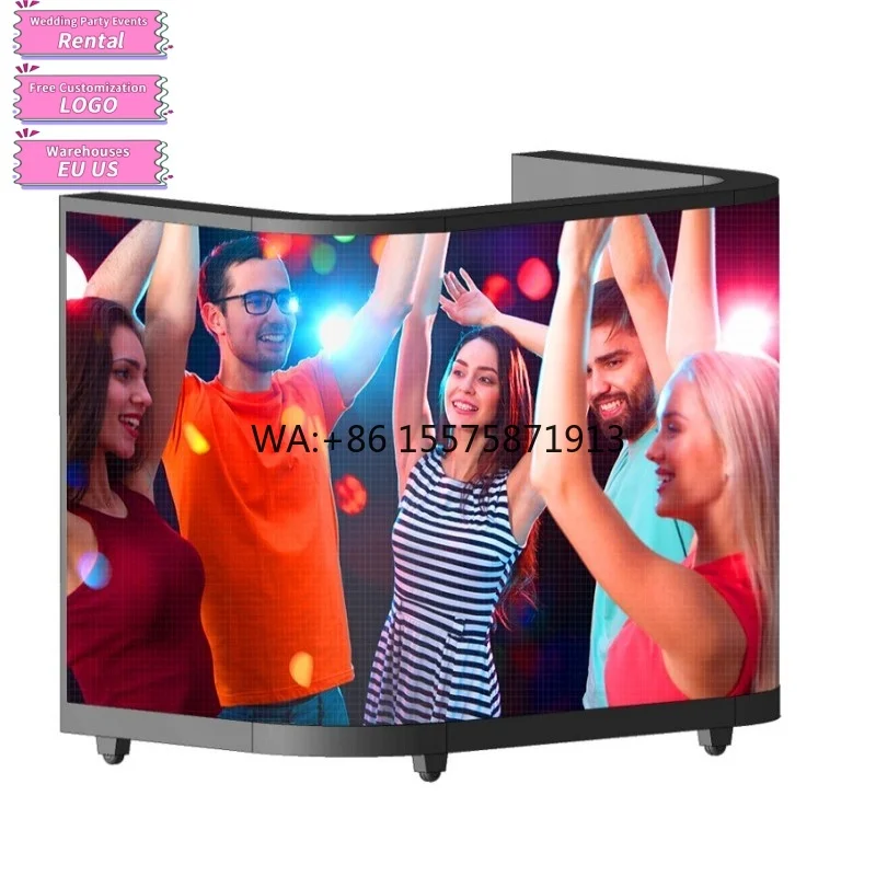 Best Selling Mobile Curve Dj Booth Used Movable Table Booth Dj Led Display Podium with Led Screen