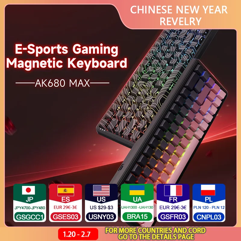 AK680 New Magnetic Axis Keyboard Popular axes Wired connection Ultra-low latency Excellent key feel