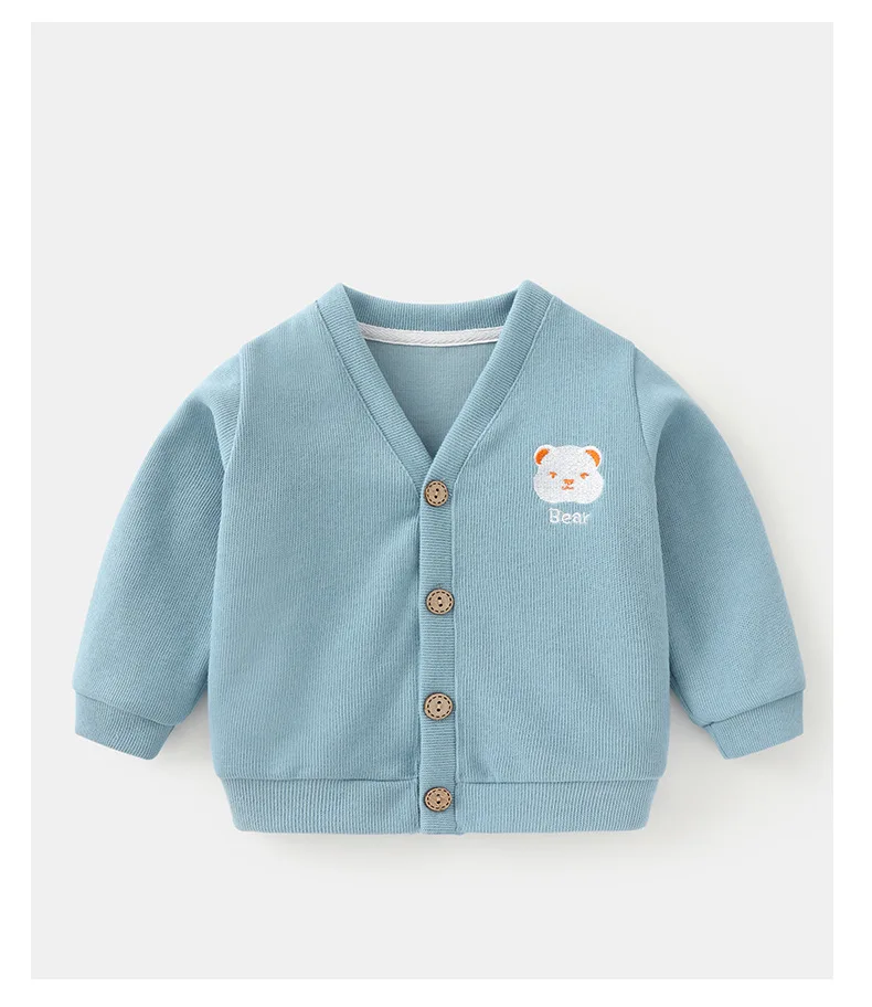 Kleinkind Baby Jungen Strickjacke Baumwolle Tier Gedruckt Kinder Kinder Jungen Öffnen Stich Mäntel Lose V-kragen Kleinkind Jungen Mäntel – Detail 3