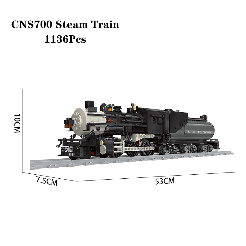 Compatible With LEGO Big Rail Car Locomotive Building Blocks Toys Model City Steampunk Era Bricks Retro Train With Power Motor image 3