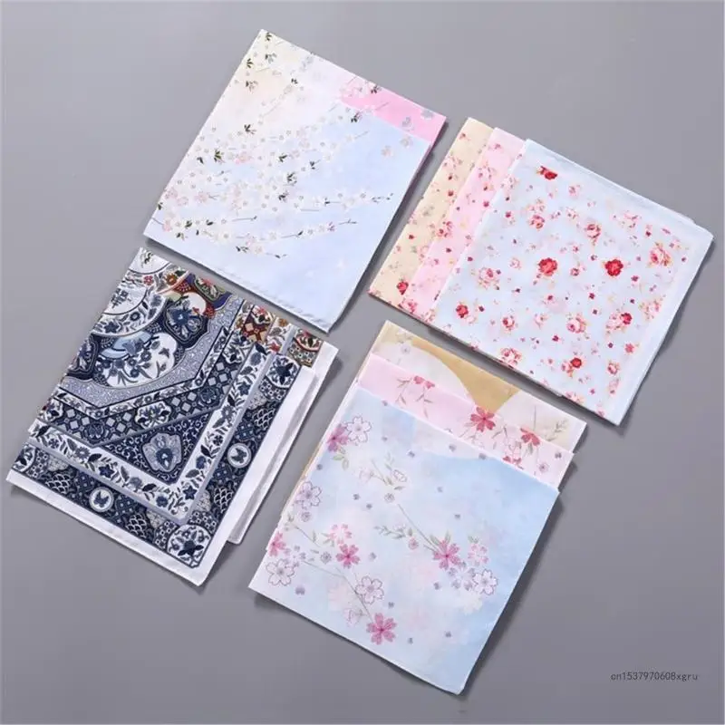 Comfortable Cotton Lady Handkerchief Strong Absorption Quality Women Hanky