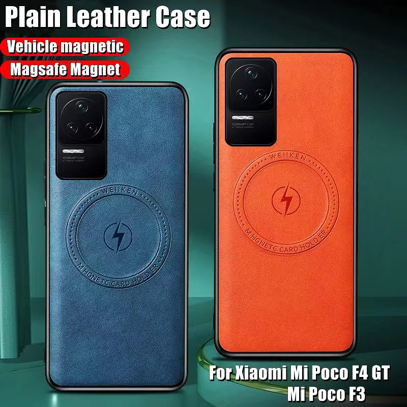 Magsafe Magnetic Wireless Charging Case for Xiaomi Mi Poco F3 Mi Poco F4 GT Redmi K50 K30 Premium Leather Shockproof Armor Cover