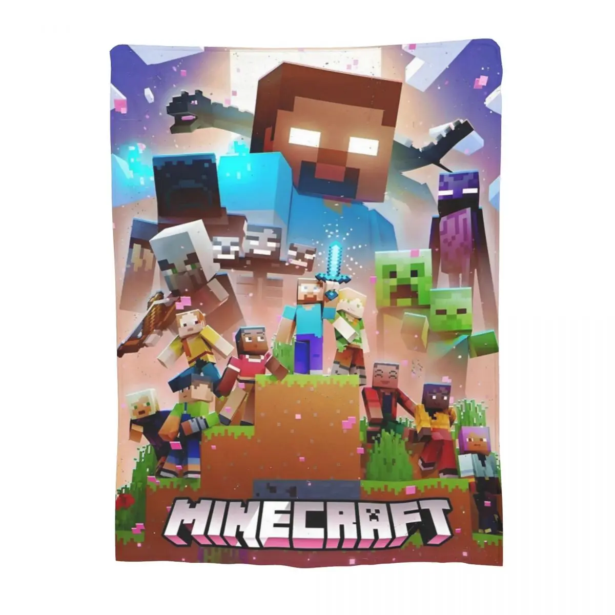 M-Minecraft Blanket Coral Fleece Plush Sandbox Game Lightweight Throw Blankets for Car Sofa Couch Bedspread