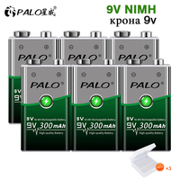 PALO 9V NIMH Rechargeable Battery 6F22 9V Crown Batteries Batteri For Metal Detector RC Helicopter Model Microphone Toy