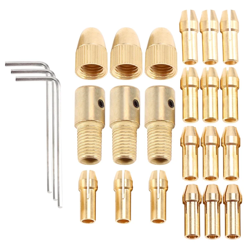 3 Sets 0.5-3mm Brass Drill Chuck Small Electric Drill Bit Collet Fit for Dremel Rotary Tools 3 Size -2.0mm 2.35mm 3.17mm