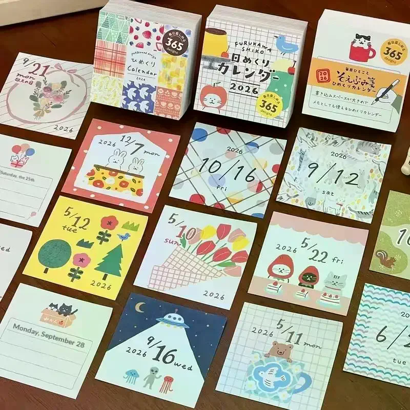 

2026 Japanese Style Tear Off Desk Calendar Notebook A Daily Illustrated with A Cute Illustration Style High Quality